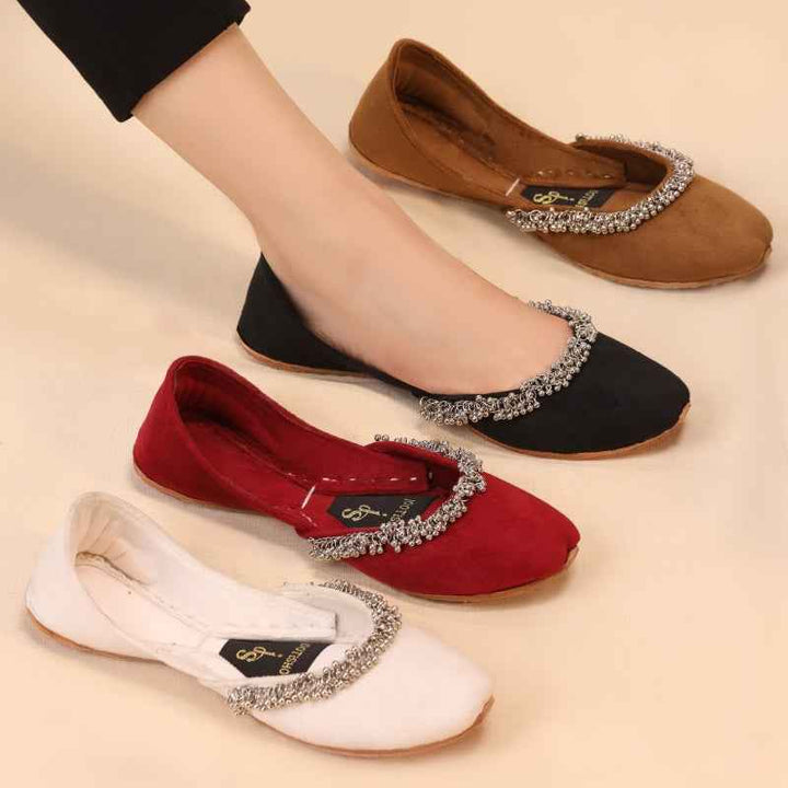 “Beaded Halo Camel Brown Khussa shoes for women, stylish camel brown leather, comfortable ethnic footwear Pakistan”