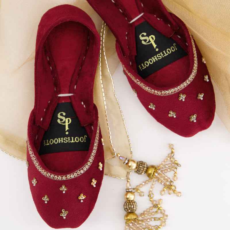 Side view of Jugnu Kids Khussa shoes for girls, colorful design, lightweight and durable