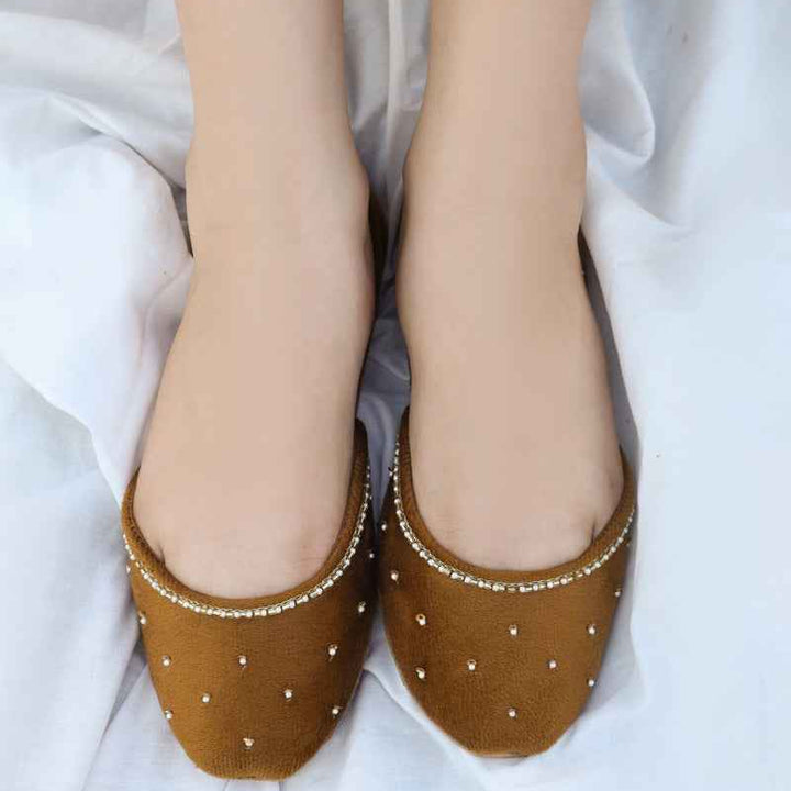 Top view of Mitti Kids Khussa shoes for girls, lightweight ethnic footwear Pakistan