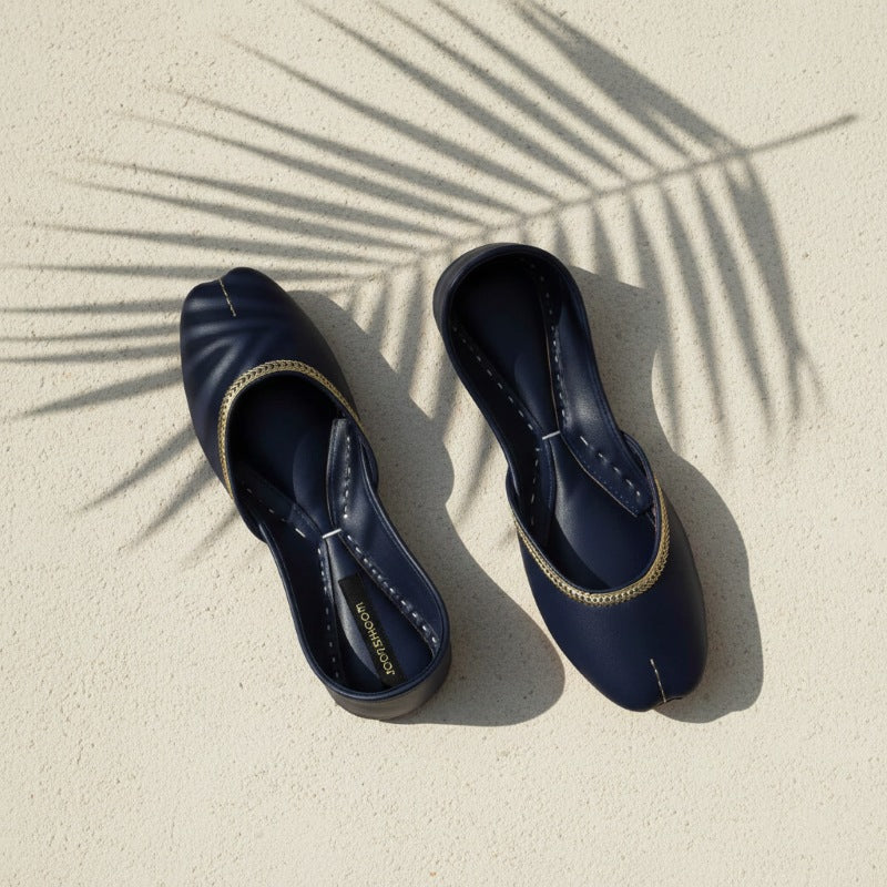 Navy Blue Zari Khussa - Jooti Shooti