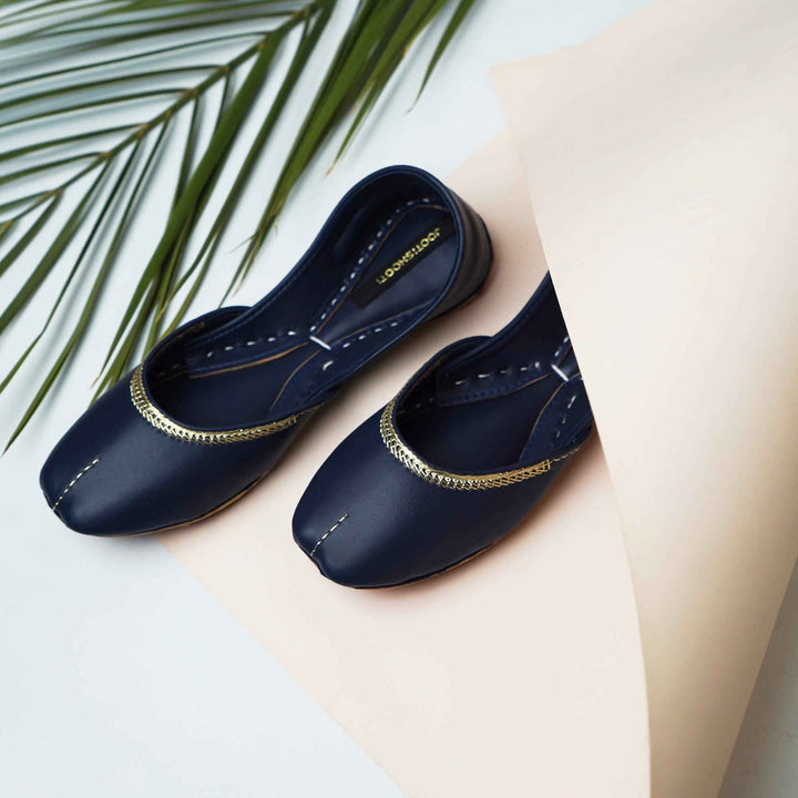 Navy Blue Zari Khussa - Jooti Shooti