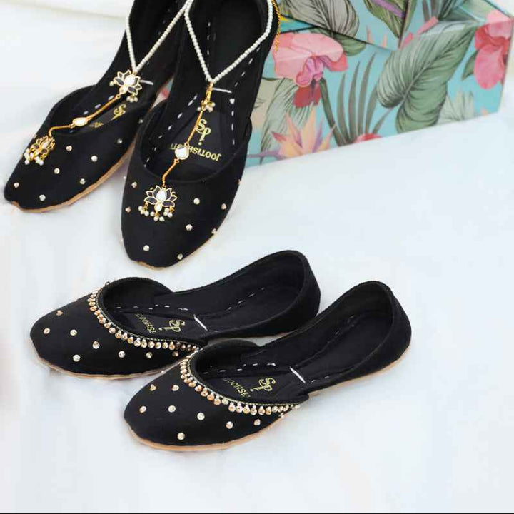 Shab Kids Khussa shoes for girls, black color, elegant khussa online in Pakistan