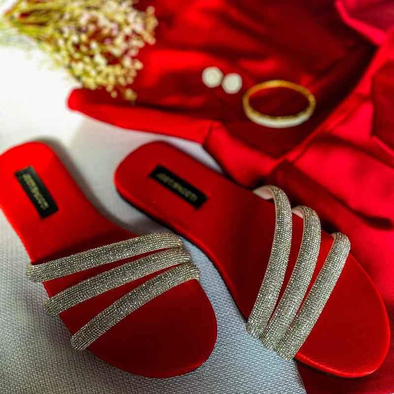 Red Lovestruck Slides - Jooti Shooti